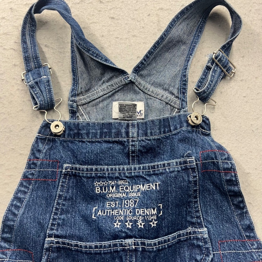 B.U.M. Equipment Denim Overalls Blue Carpenter Straight Leg Size Small 1394 - Picture 6 of 9